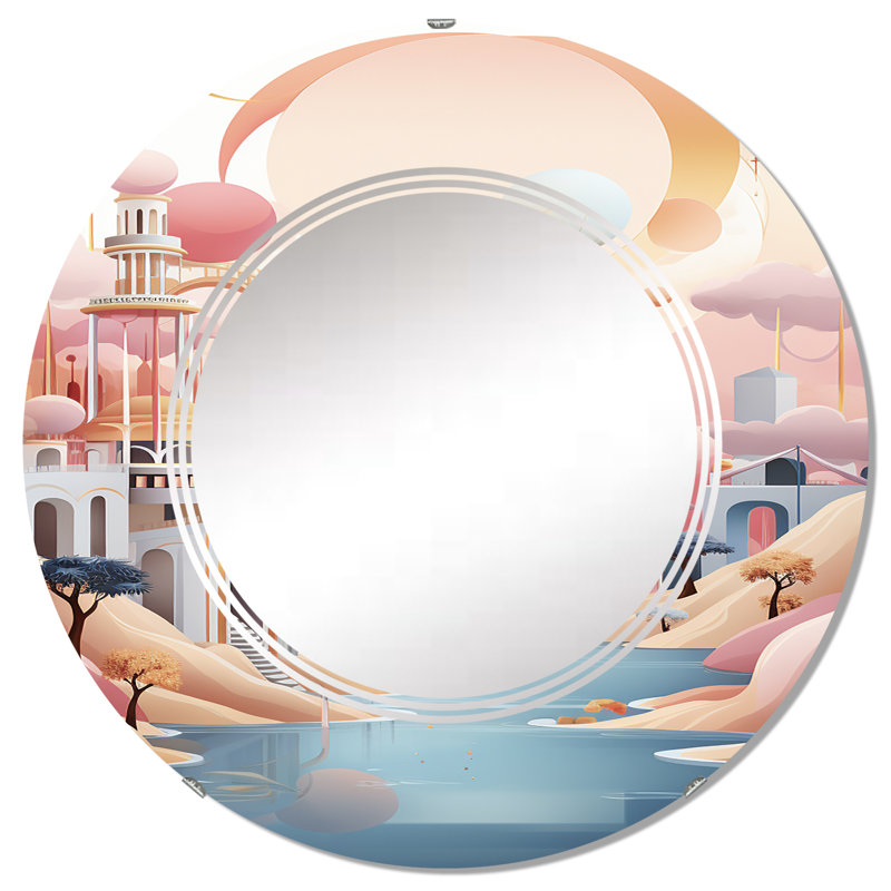 Pendry - Miroir mural rond moderne, 32 po x 32 po