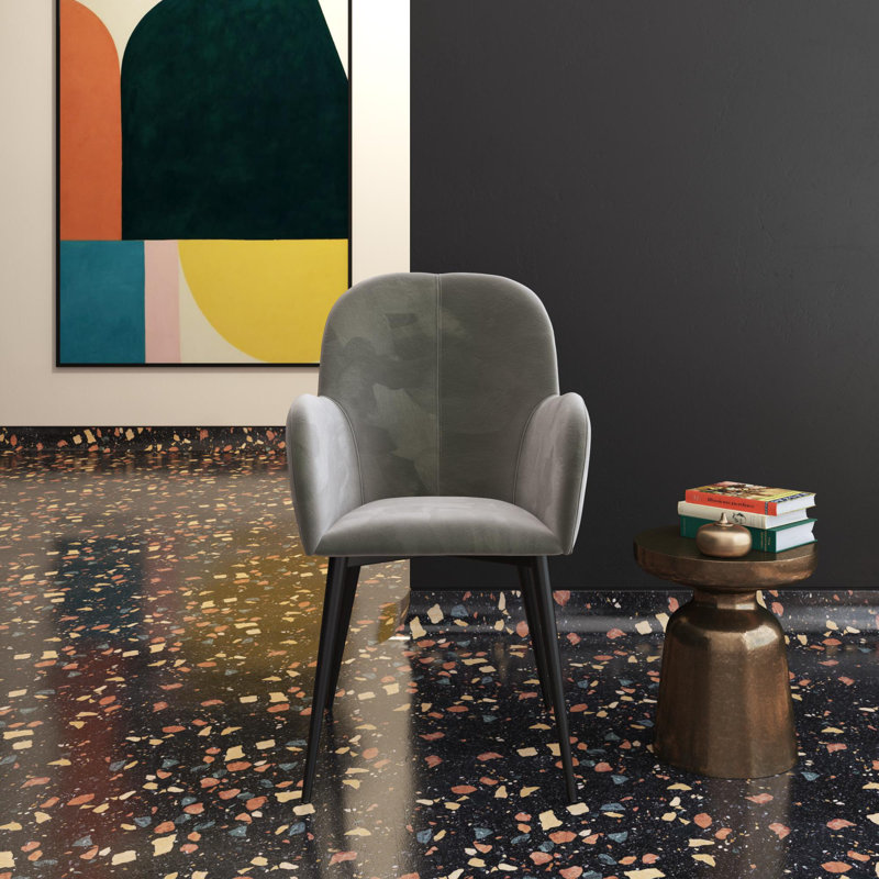 Velvet Armchair, Gray Velvet