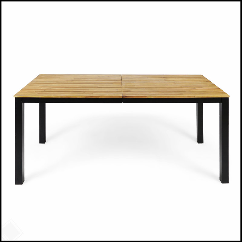 Table de salle à manger rectangulaire pour l'extérieur, table de patio en bois d'acacia de 71 L pour les repas en famille et les réceptions dans la cour, le jardin, le bord de la piscine, la terrasse