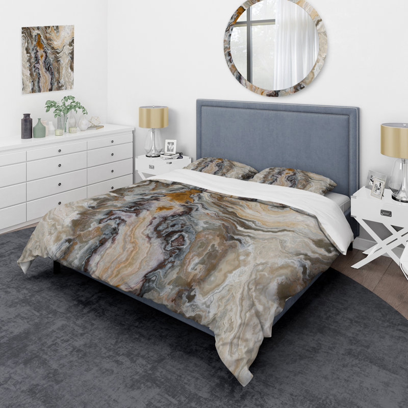 Ensemble de housse de couette abstrait - Composition de détails onyx Designart, Housse de couette grand + 2 taies décoratives