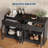 55.1" Sideboard Buffet Cabinet with Storage, Buffet Table with 2 Drawers and 4 Acrylic Doors, Wood Coffee Bar with Adjustable Shelves for Kitchen, Dining Room, Living Room-2013439481