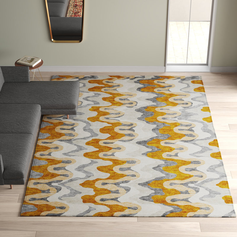 Mahaney Washable Abstract Indoor / Outdoor Rug, Rectangle 10' x 14'