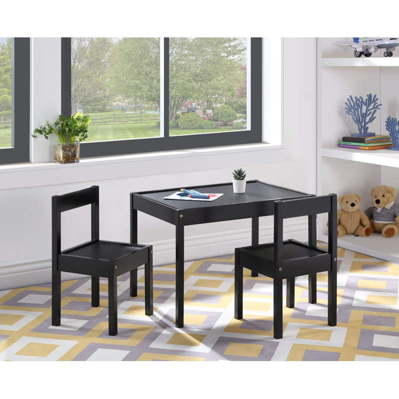 Ensemble 3 pièces de table et chaises pour enfants Della, Noir