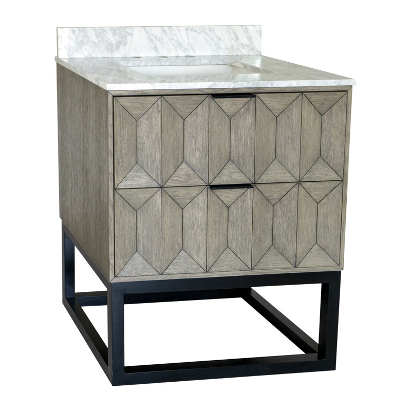 Meuble-lavabo simple 30 po avec comptoir Carlet, Chêne gris