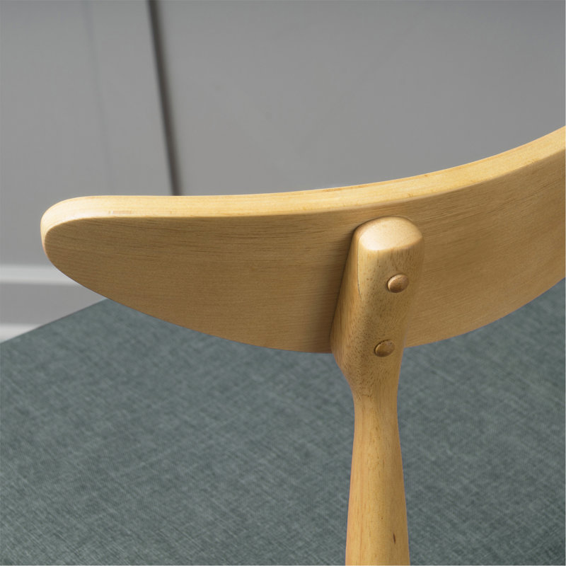 Ensemble de 2 chaises rétro en bois d'hévéa avec dossier ergonomique et coussins moelleux, Gris, Naturel