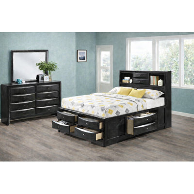 Ensemble de chambre à coucher avec lit plateforme et rangement Modern