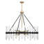 Santiago 12-Light Chandelier in Matte Black with Warm Brass Accents