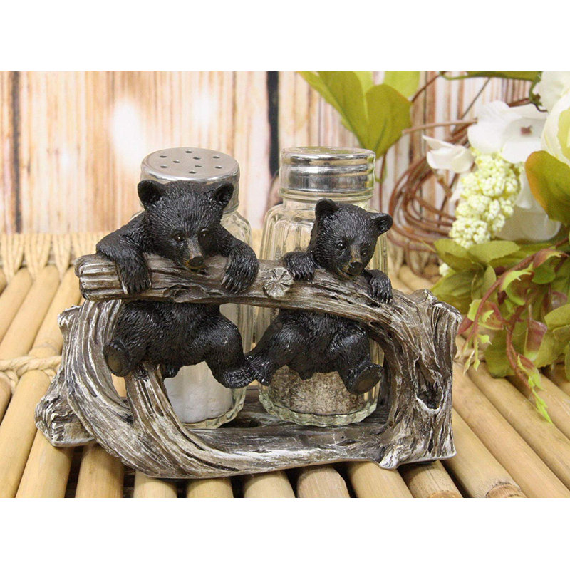 Jaquice Bear Cubs Dangling on Tree Branch Salt and Pepper Shaker Set
