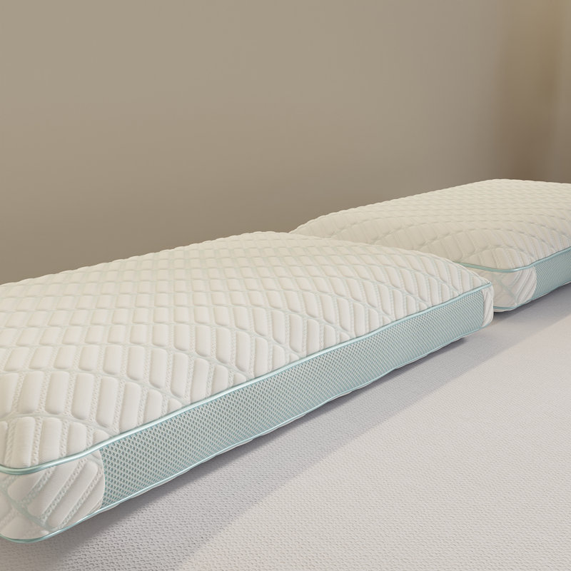 Cooling Pillow – White Polyester With Charcoal Memory Foam, All-sleeper Spinal Alignment Support For Home Bedroom Rest, 5"
