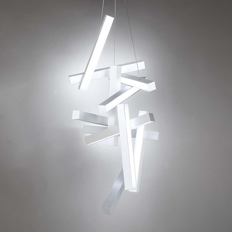 Chaos 12 - Light Chandelier, Brushed Aluminum