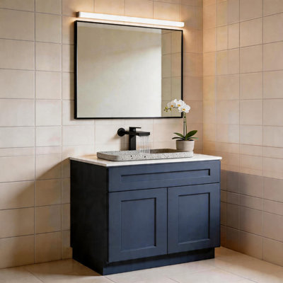Armoire de base 30 po bleu marine avec porte à fermeture en douceur, tiroir, unité en bois massif compacte avec tablette réglable pour la cuisine, la salle de bain, la buanderie et le garage (l 30 po x P 24 po x H 34,5 po)