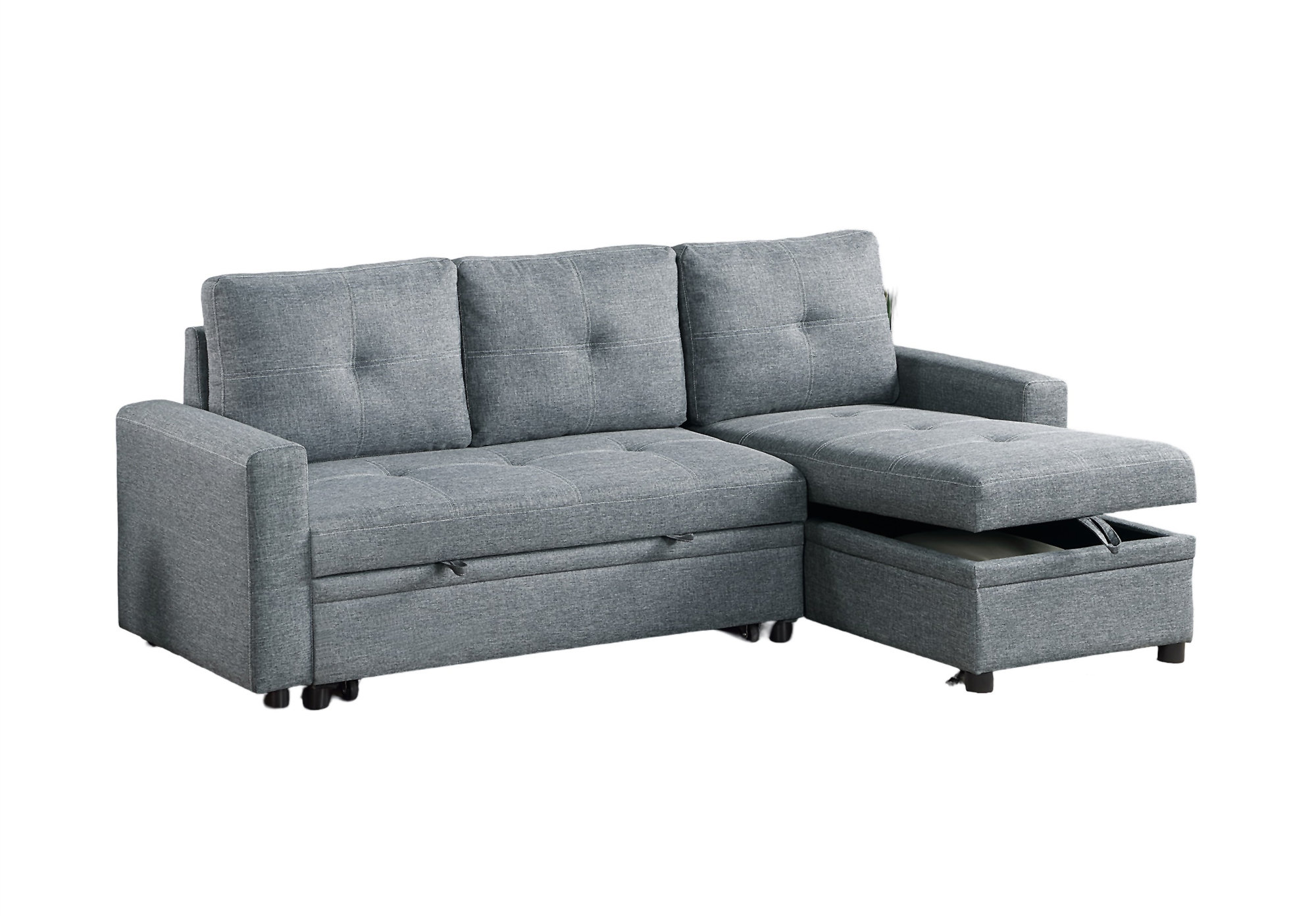 Latitude Run® Gray Polyfiber Convertible Sectional Sofa Pull Out Bed ...