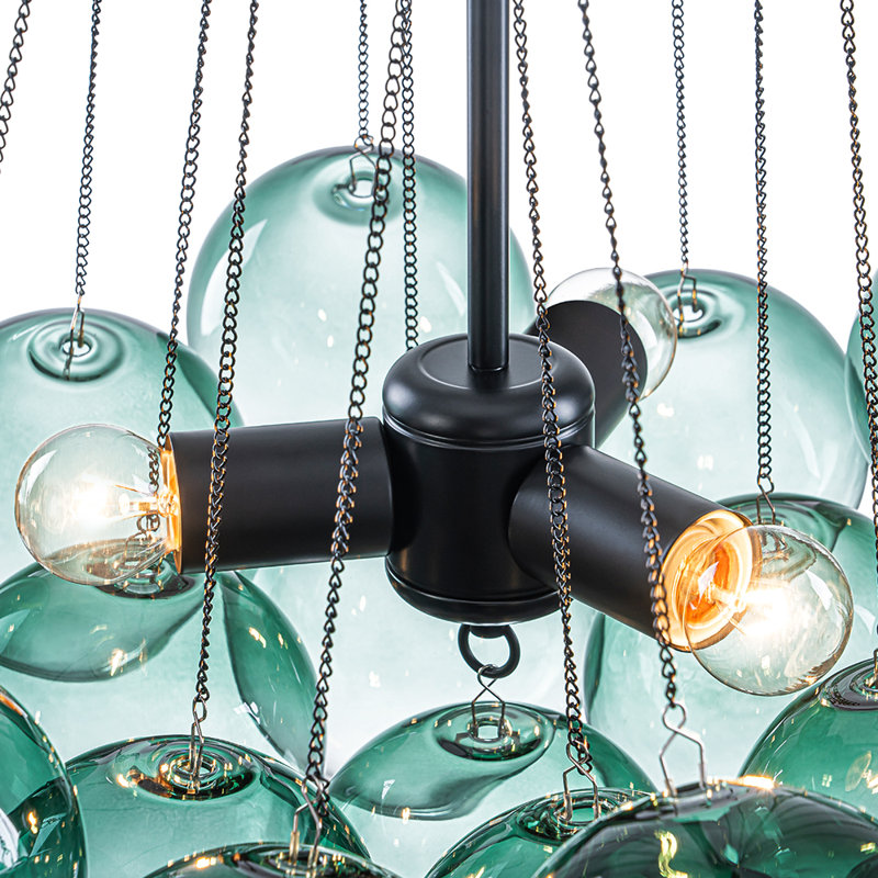 Lustre chic à motif de grappe en verre dégradé moderne, Vert