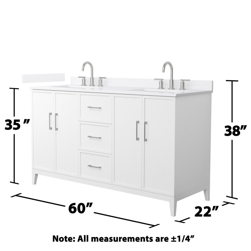Elan 60'' W Vanity, White, 8" Center, Brushed Nickel
