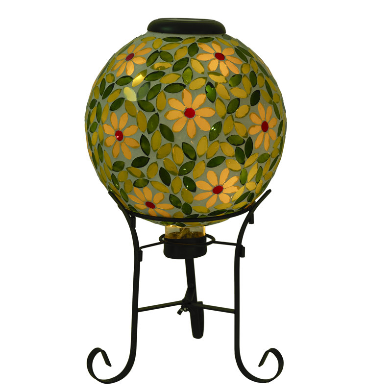 Solar Mosaic Glass Gazing Globe with Stand