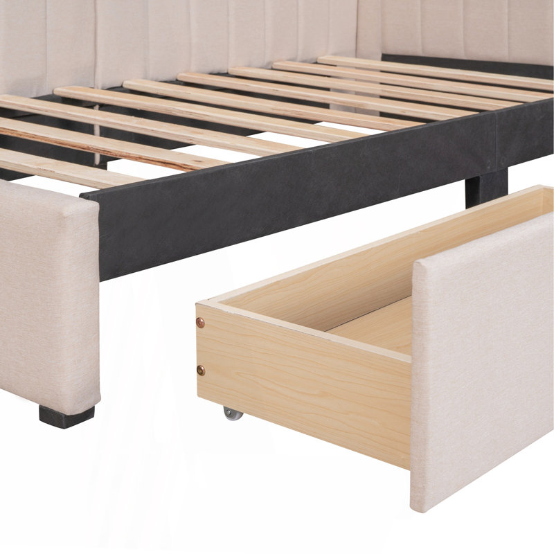 Lit de jour en tissu d'ameublement (beige), Beige