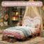 EU & UK Single Children's Butterfly Upholstered Bed with Reading Lights, Height-Adjustable Velvet & PU Headboard, Pink/Blue, 90x190/200cm-2126063572-2126063577