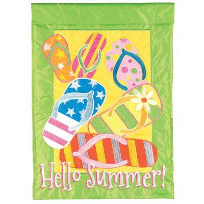 Drapeau de maison à double face en polyester 42 x 29 po Hello Summer