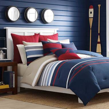 Buy NAUTICA Multi Super Soft 100% Cotton King Bedsheet With 2 Pillow Covers  -3Pc Set (Fairwater) Abstract-Red/Blue