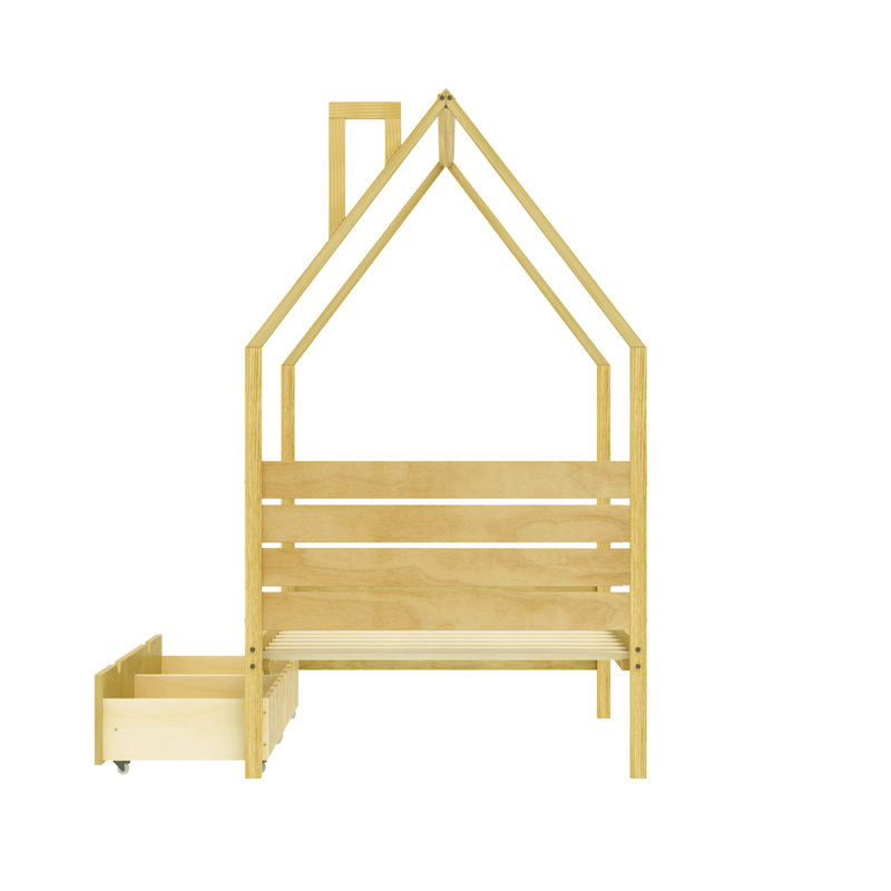 Cadre simple Horacio avec 2 tiroirs de rangement, Naturel