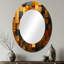 Miroir mural moderne ovale Grunge Gold Cubes-200495675
