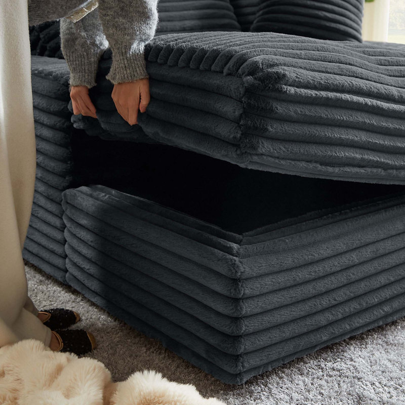 Canapé-lit double confortable avec accoudoirs carrés élégants pour la maison, Gris foncé