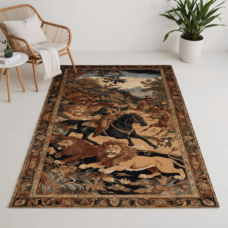 Tapis d'intérieur et d'extérieur brun Persian, Rectangle 9 pi x 12 pi