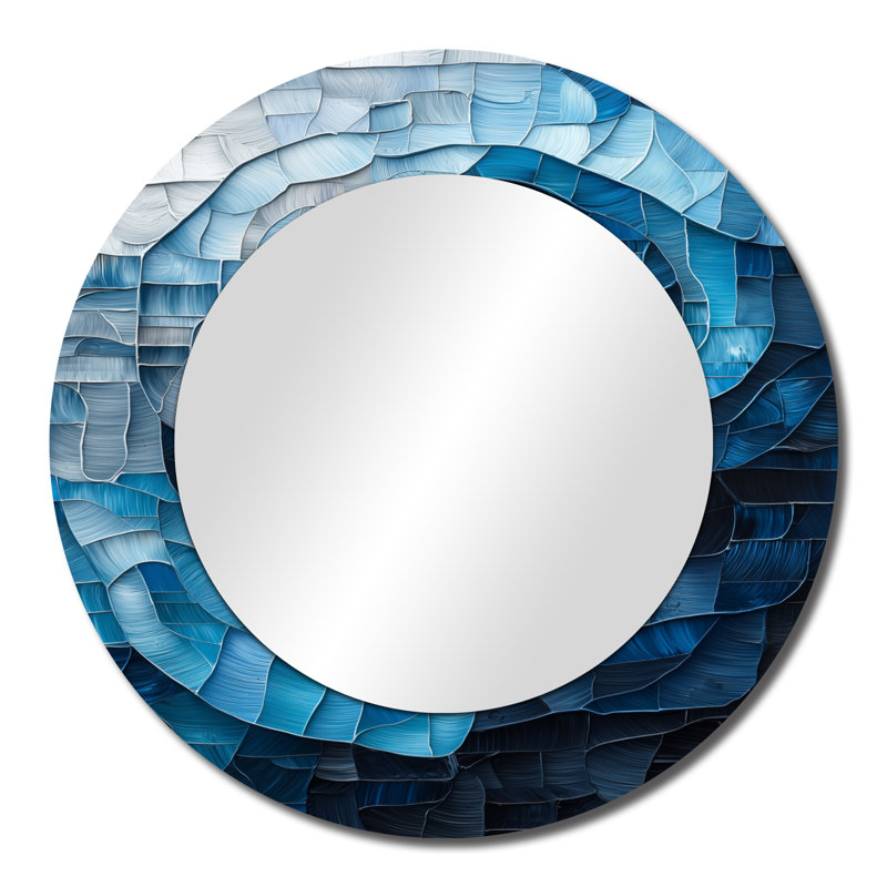«Modern Transitional Prismatic Maze Of Blue I» - Art mural miroir moderne - imprimé sur métal, 23 po x 23 po