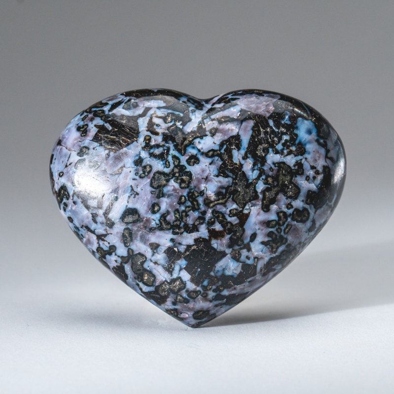 Genuine Polished Indigo Gabbro Heart (0.66 Lbs), 3" H x 2.75" W x 1" D