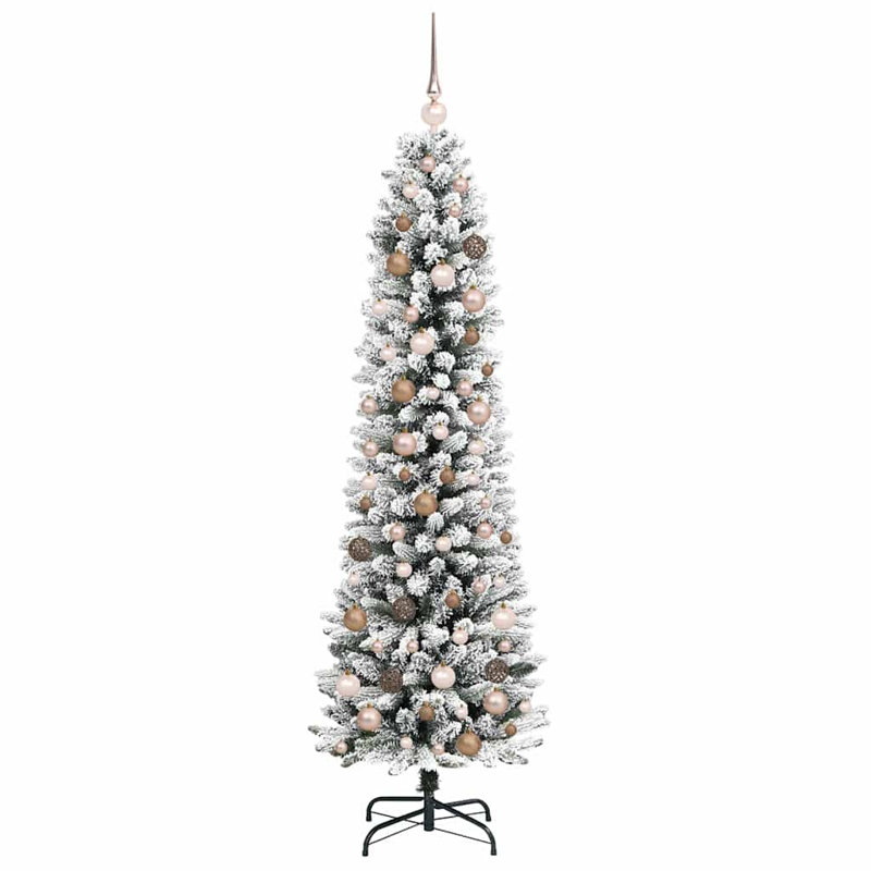 vidaXL Artificial Christmas Tree with 300 LEDs with Stand White, 6.89 ft