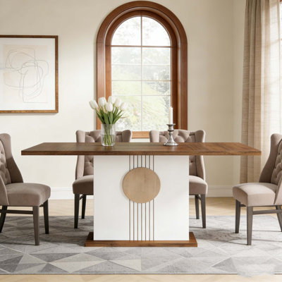 Farmhouse Wood Rectangular Kitchen Dining Table for 4-6 People