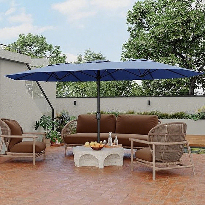 108'' Double-Side Rectangular Market Pool Umbrellas without Base, Blue