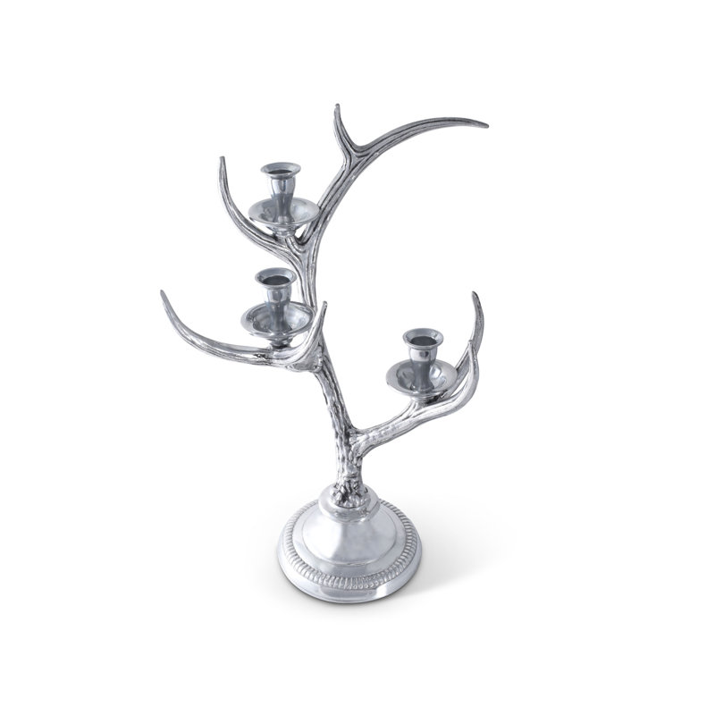 Elegant Metal Antler 3-Light Taper Candlestick Holder