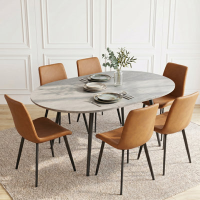 Ensemble de salle à manger de cuisine, table de salle à manger extensible de 43 à 59 po avec chaise rembourrée (table, 6 chaises)
