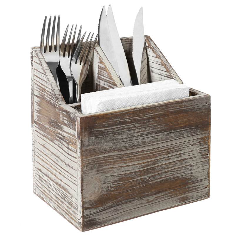 Wood Rectangle Flatware Caddy