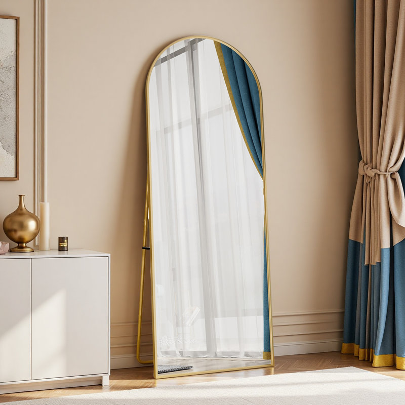 Aluminium Arch Full Length Mirror, 162x53cm, Gold