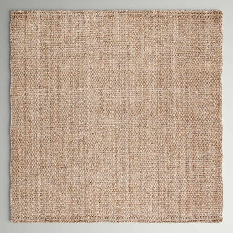 Tapis beige en jute touffeté à la main Waldoboro, Carré 3 pi