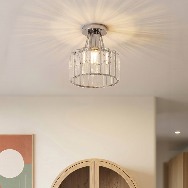 Crystal Semi Flush Mount, Silver