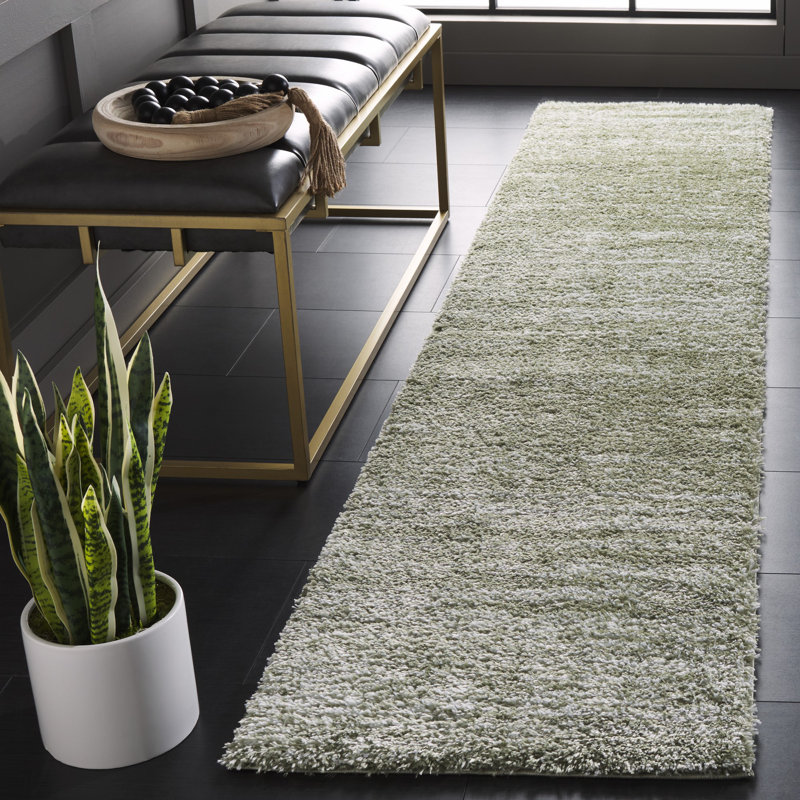 Tapis à poils longs à motif abstrait, Tapis de couloir 2 pi x 9 pi