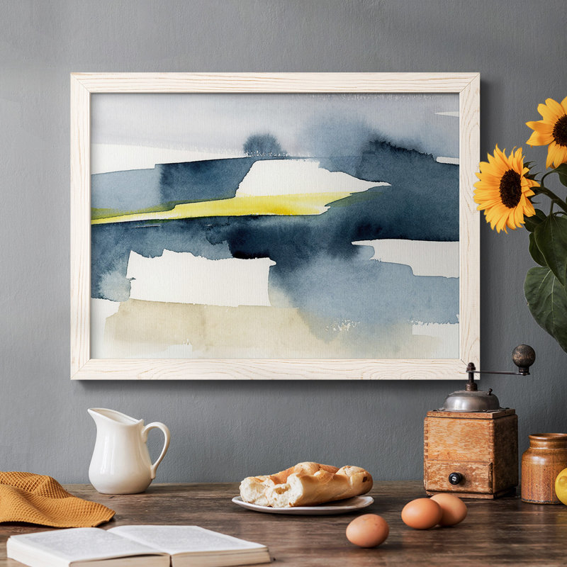 Peeking Sunshine I - Toile tendue avec châssis encadré rustique, Cadre blanc, H 28 po x l 42 po x P 1,5 po