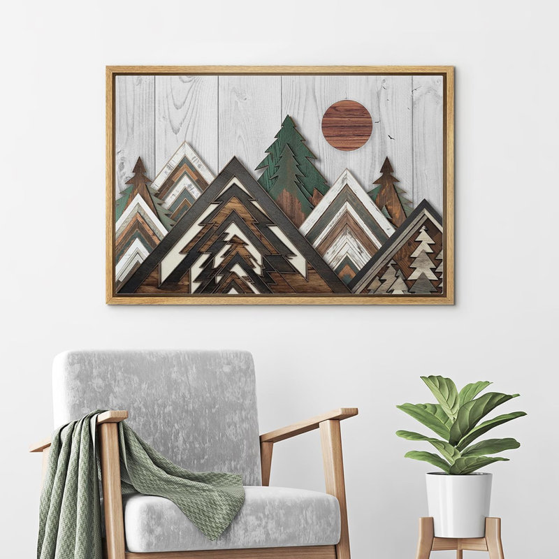 Western, effet de bois, paysage, pin ensoleillé, montagne, nature, ferme, décoration murale, chambre à coucher, impression sur toile