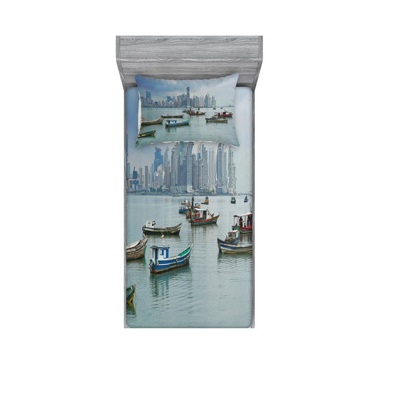 Ensemble de draps Panama Cityscape Pacific Coast, Ensemble de draps pour lit simple TG avec drap-hou