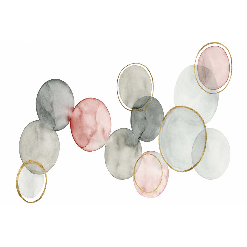 Gilded Spheres I by Grace Popp - Wrapped Canvas Painting, 8" H x 12" W, No, Walnut Framed Print