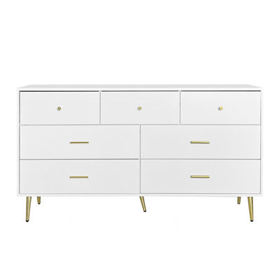 Commode 7 tiroirs, grande commode, armoire d'appoint