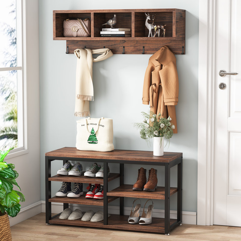 Banc de rangement industriel pour 10 paires de chaussures