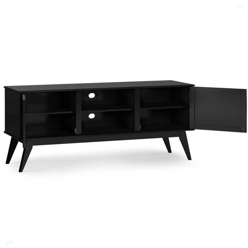 Draper - Mid Century Low TV Media Stand, Black