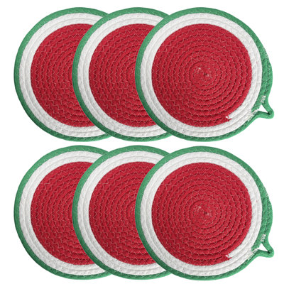 Polyester Round 6 Piece Trivet Set