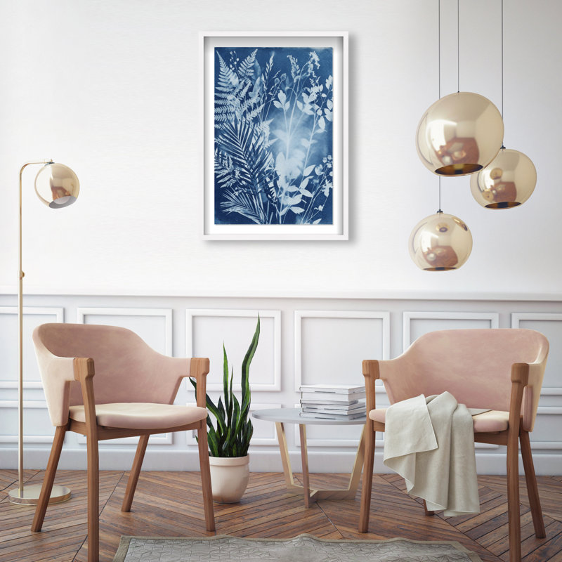Blue Foliage II Print by Oliver Gal, 21.5"H x 31.5"W, White Shadowbox