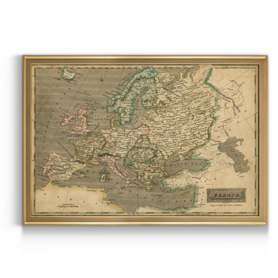 Carte de l’Europe par Thomson-impression d’art graphique sur toile encadrée