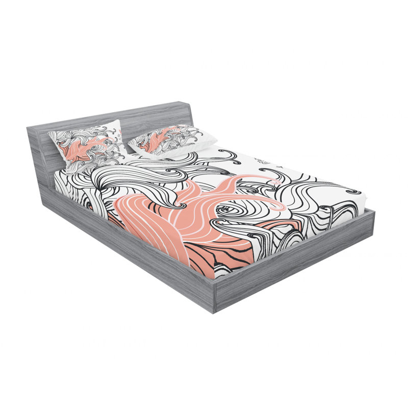 Microfiber Abstract Sheet Set, Full/Double Sheet Set with Fitted Sheet